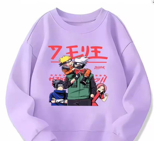 Naruto Anime Kids Hoodie Cute Team 7 Kakashi Naruto Sasuke Sakura